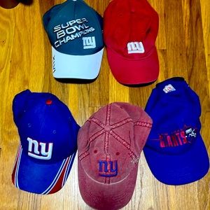 Set of five ny giant hats